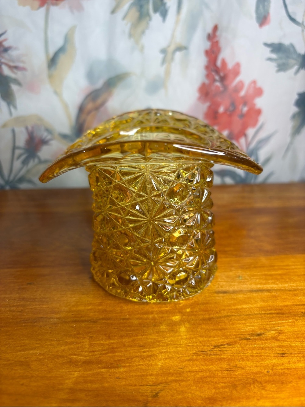 Vintage Amber Pressed Glass Decorative Accent - Home Art